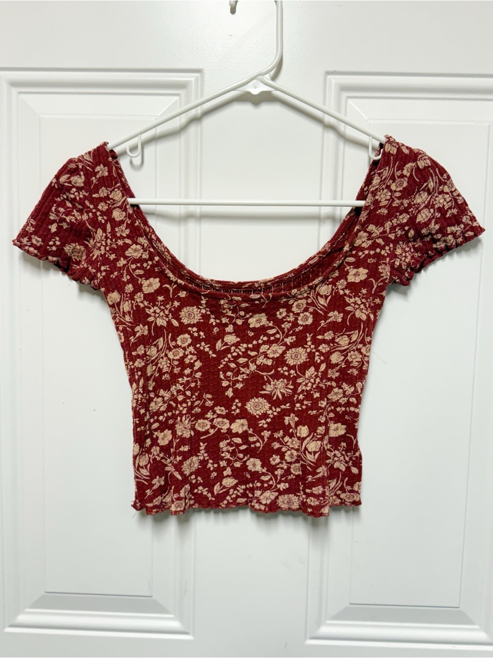 Urban Outfitters Red Floral Scoop Crop Top